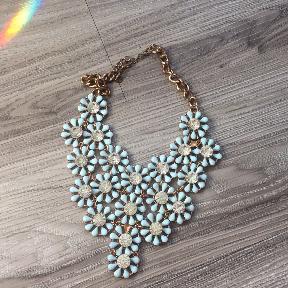 Baby blue floral necklace